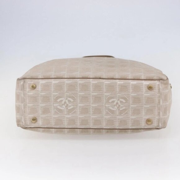 CHANEL New Travel Line Tote Bag Nylon Beige Gold CC - Picture 6 of 16